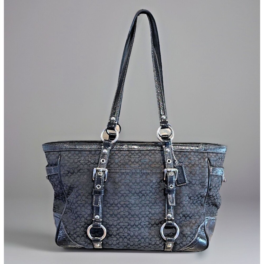 VTG Coach Purse Gallery East West Signature Canvas Tote Shoulder Bag Jacquard